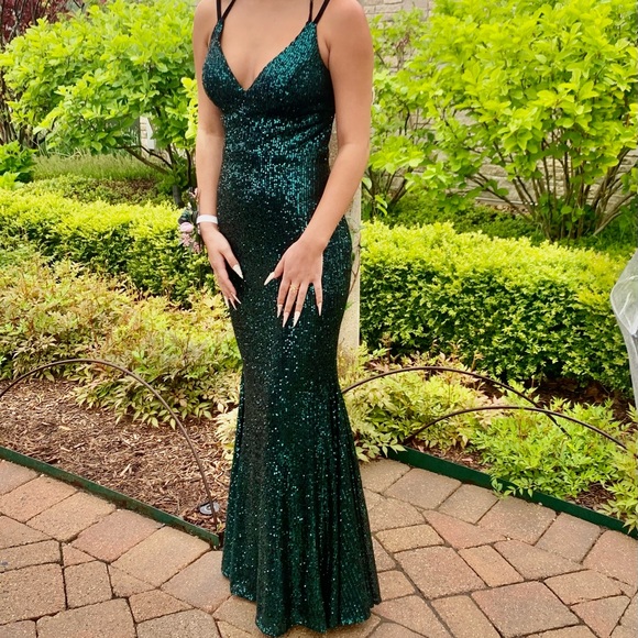 emerald sequin prom dress from gipper prom - Picture 1 of 3